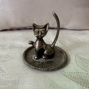 Vintage Silver Plated Kitty Cat Ring Holder